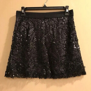 Very J Black Sequin black Mini Skirt Zip Party size S